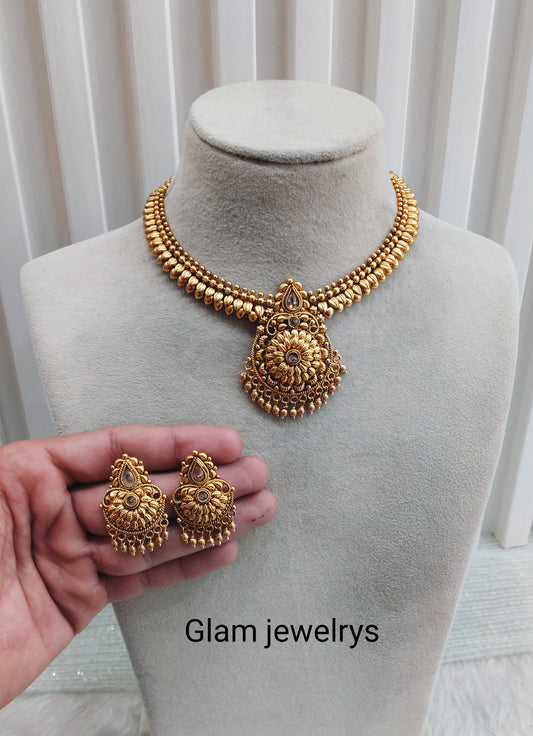 Gold Polki Necklace Indian Jewellery Rana Set