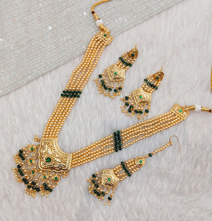 Green Gold Jadau Punjabi Style Necklace Indian Jewellery Smith Set