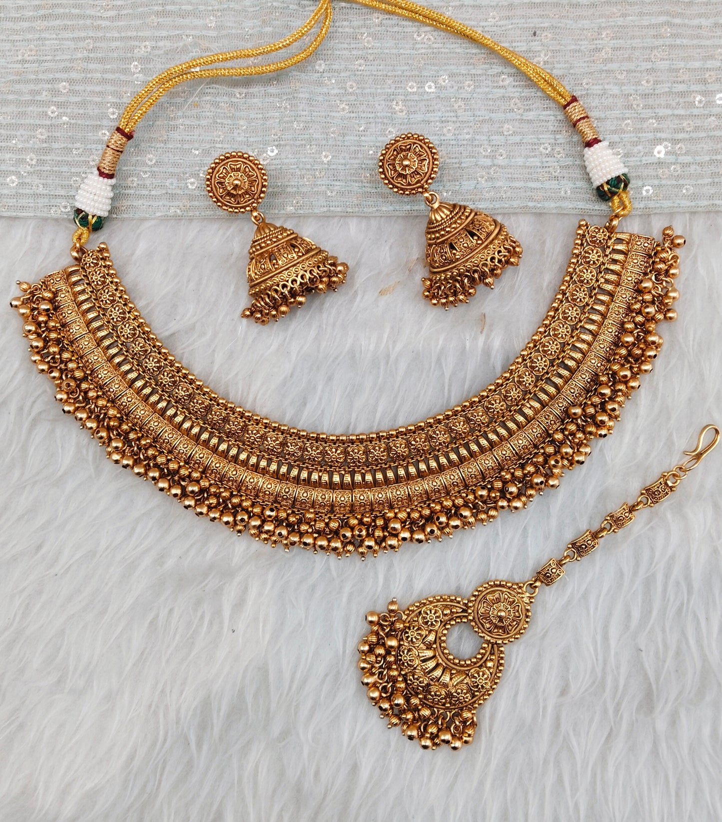 Gold Polki Choker Indian Jewellery Beams Set