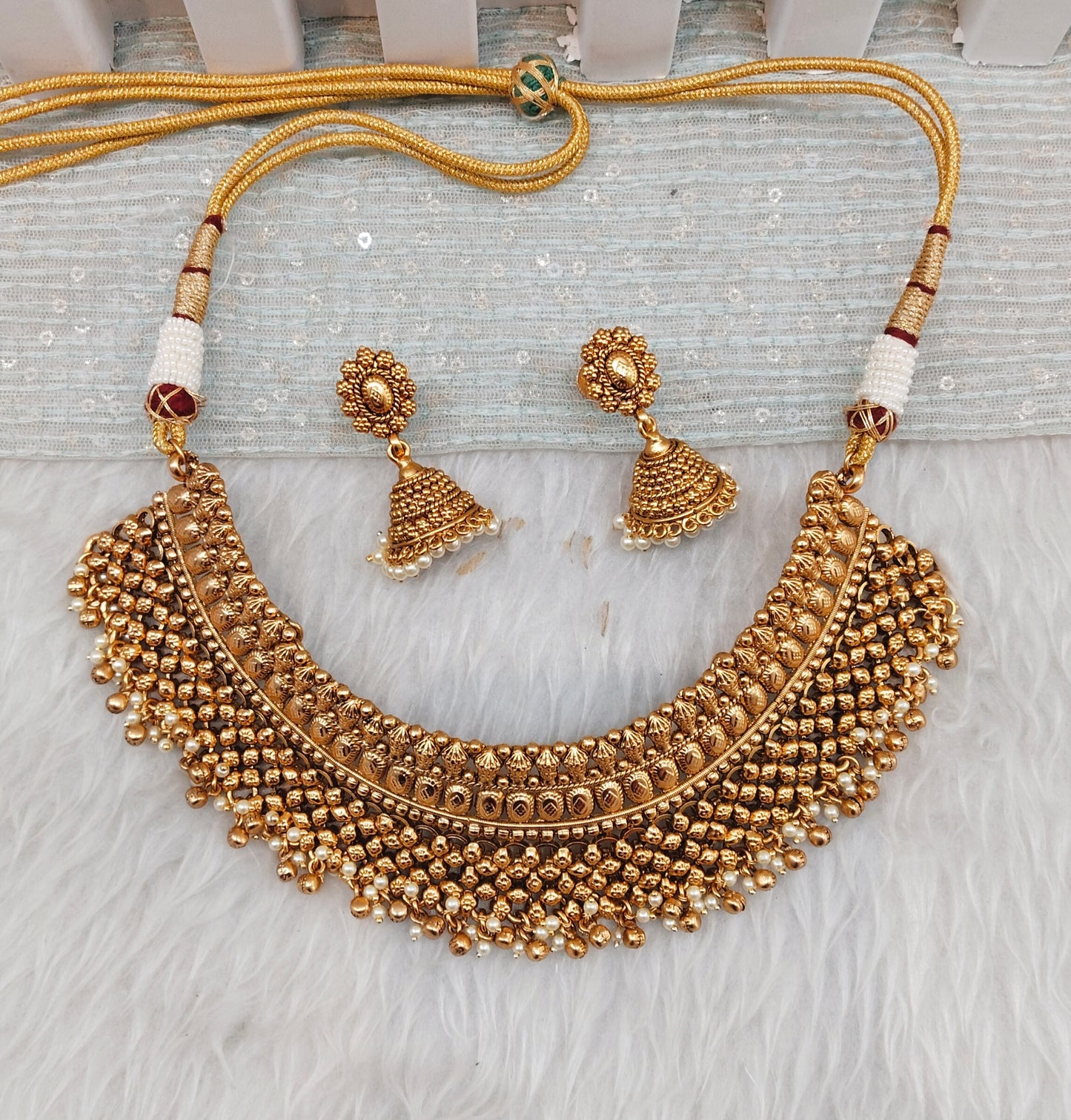 Gold Polki Choker Indian Jewellery Beams Set