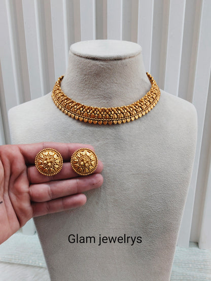 Gold Polki Necklace Indian Jewellery Harf Set