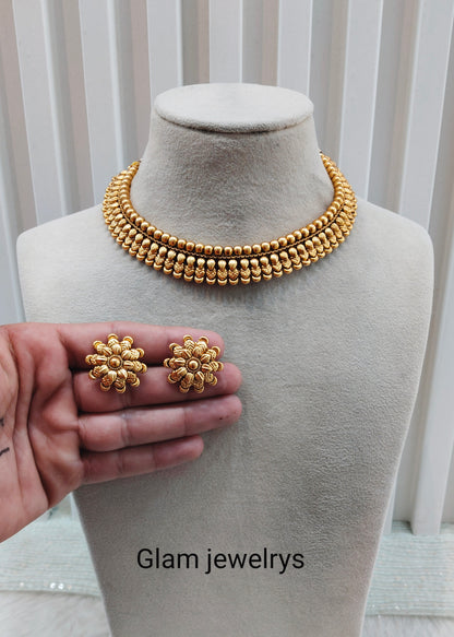 Gold Polki Necklace Indian Jewellery Harf Set