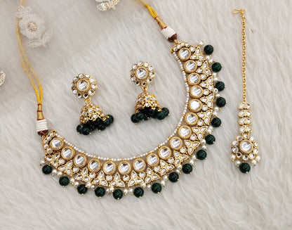 Green Gold Kundan Necklace Indian Jewellery Ricky Set