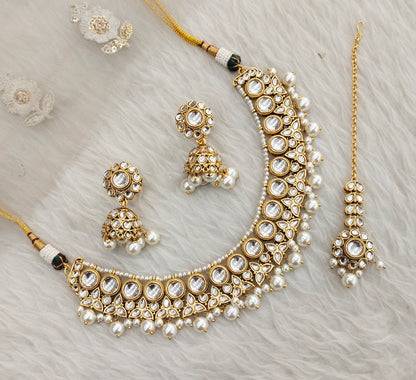 White Gold Kundan Necklace Indian Jewellery Ricky Set