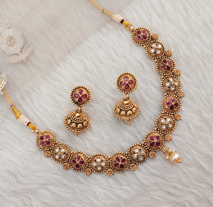 Ruby Gold Polki Necklace Indain Jewellery Rashid Set