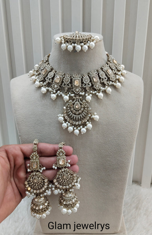 Antique Gold Necklace Indian Jewellery Russel Set