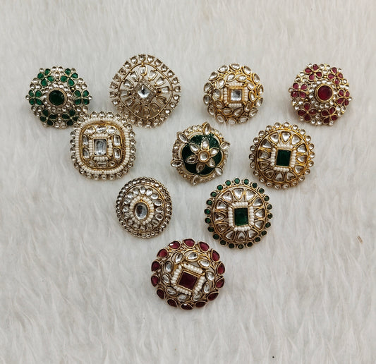 Kundan Adjustable Indian Finger Rings
