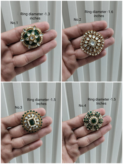 Kundan Adjustable Indian Finger Rings