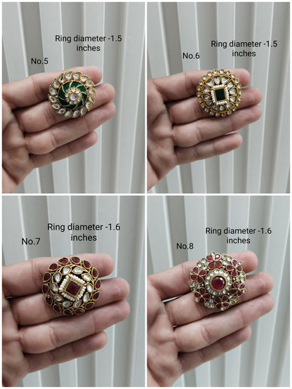 Kundan Adjustable Indian Finger Rings