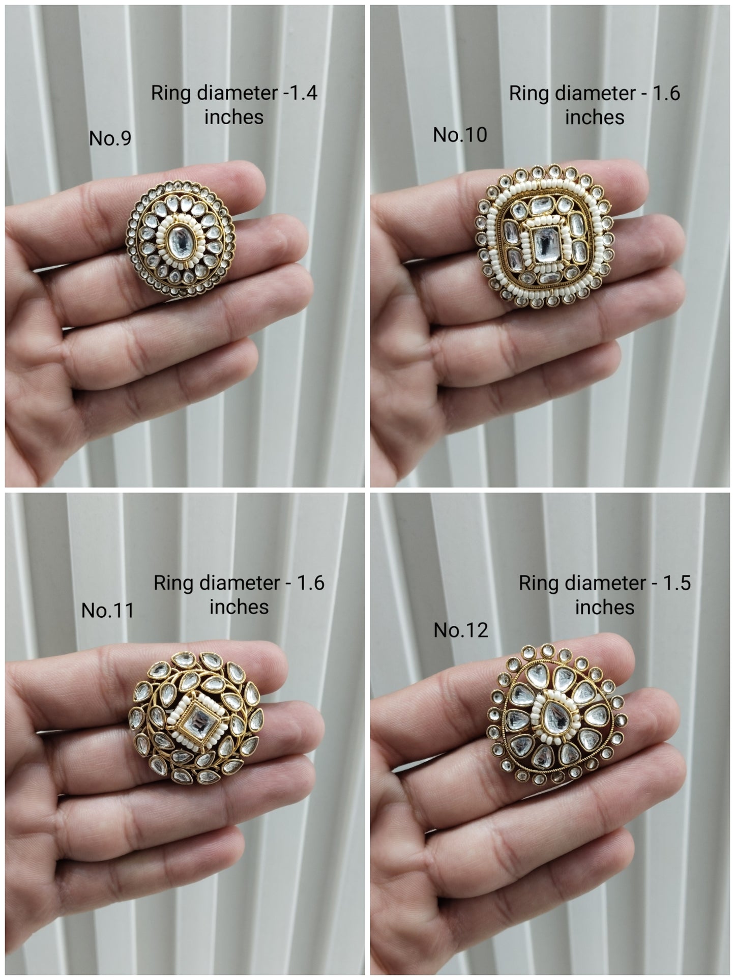 Kundan Adjustable Indian Finger Rings