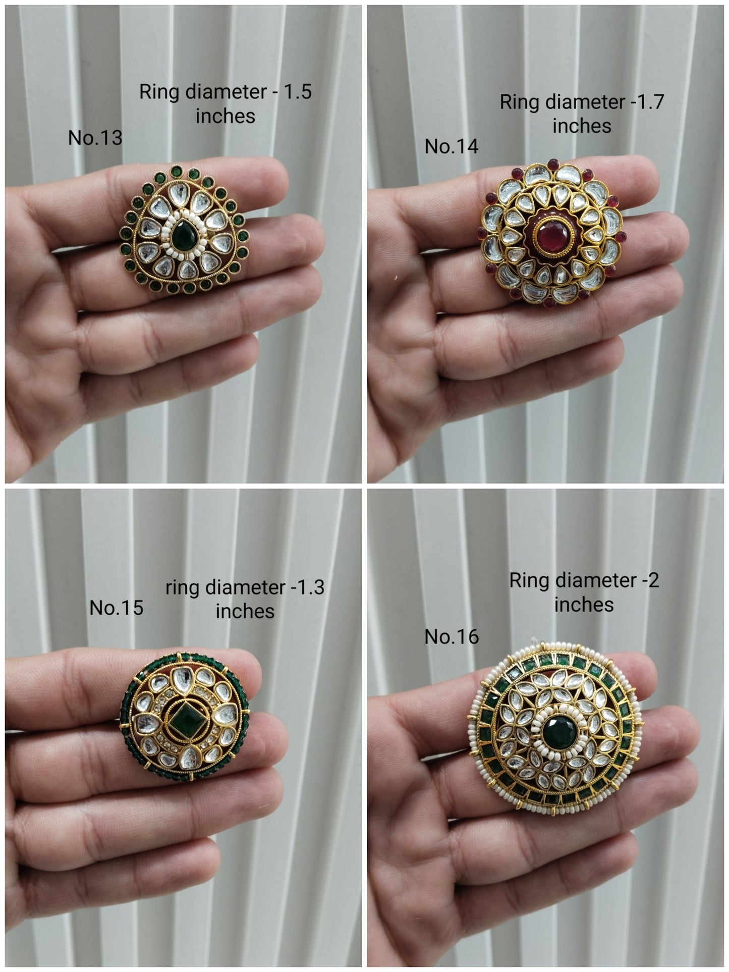 Kundan Adjustable Indian Finger Rings