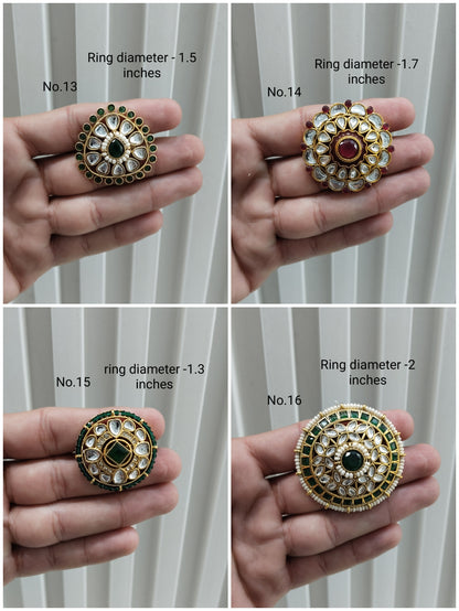 Kundan Adjustable Indian Finger Rings