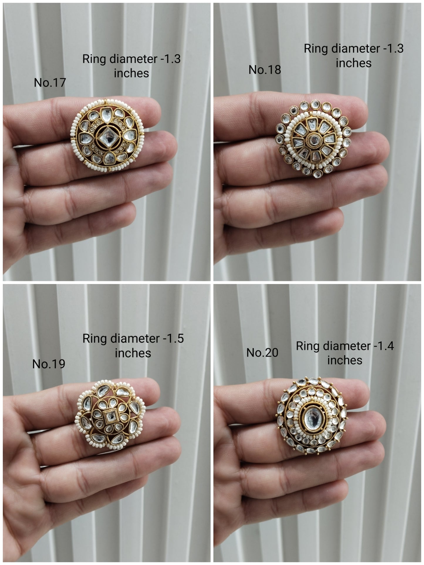 Kundan Adjustable Indian Finger Rings
