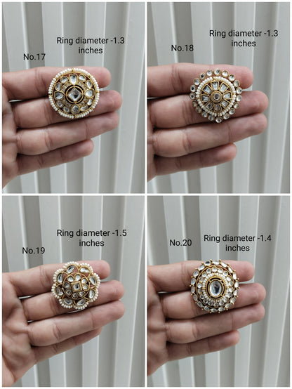 Kundan Adjustable Indian Finger Rings