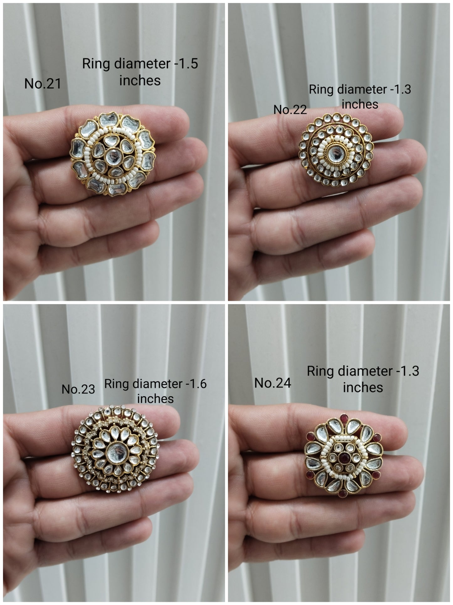Kundan Adjustable Indian Finger Rings