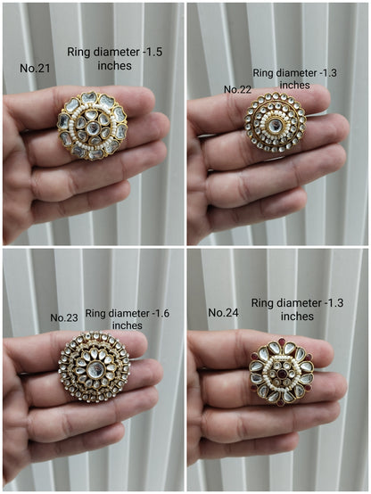 Kundan Adjustable Indian Finger Rings