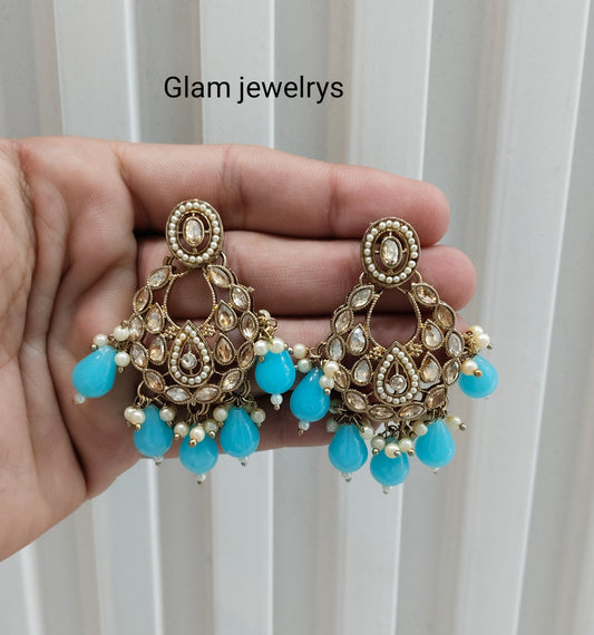 Firoja Antique Gold Bollywood Kane Indian Earrings