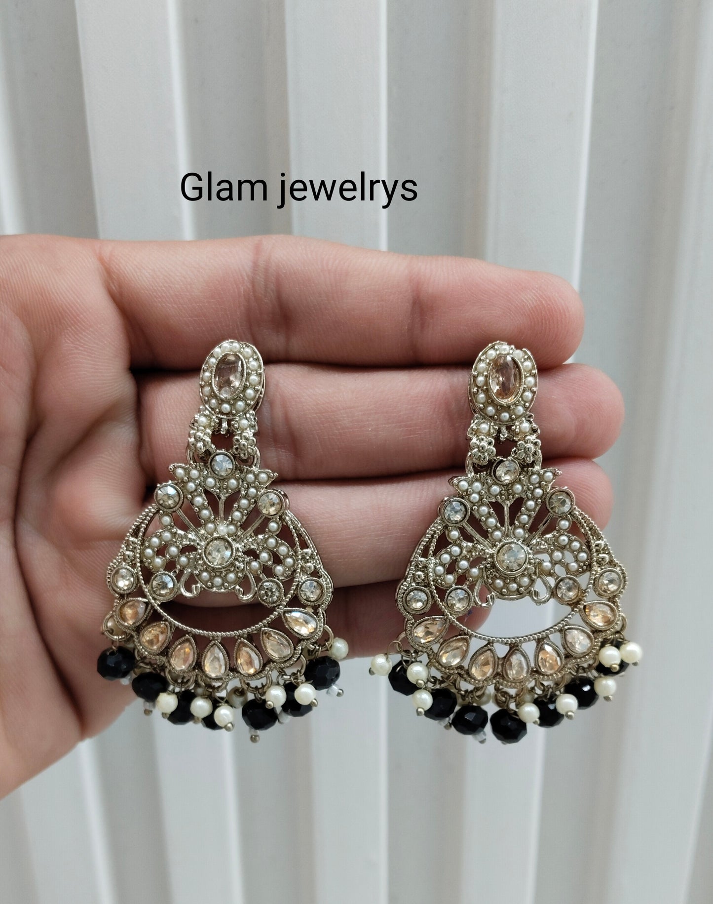 Black Antique Gold Bollywood Ammy Indian Earrings