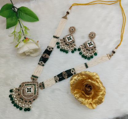 Green Rani Haar Antique Gold Champagne Stone Indian Jewelry Head Set