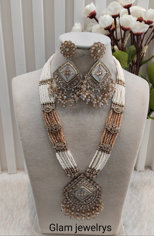 Rani Haar Antique Gold Champagne Stone Indian Jewelry Head Set
