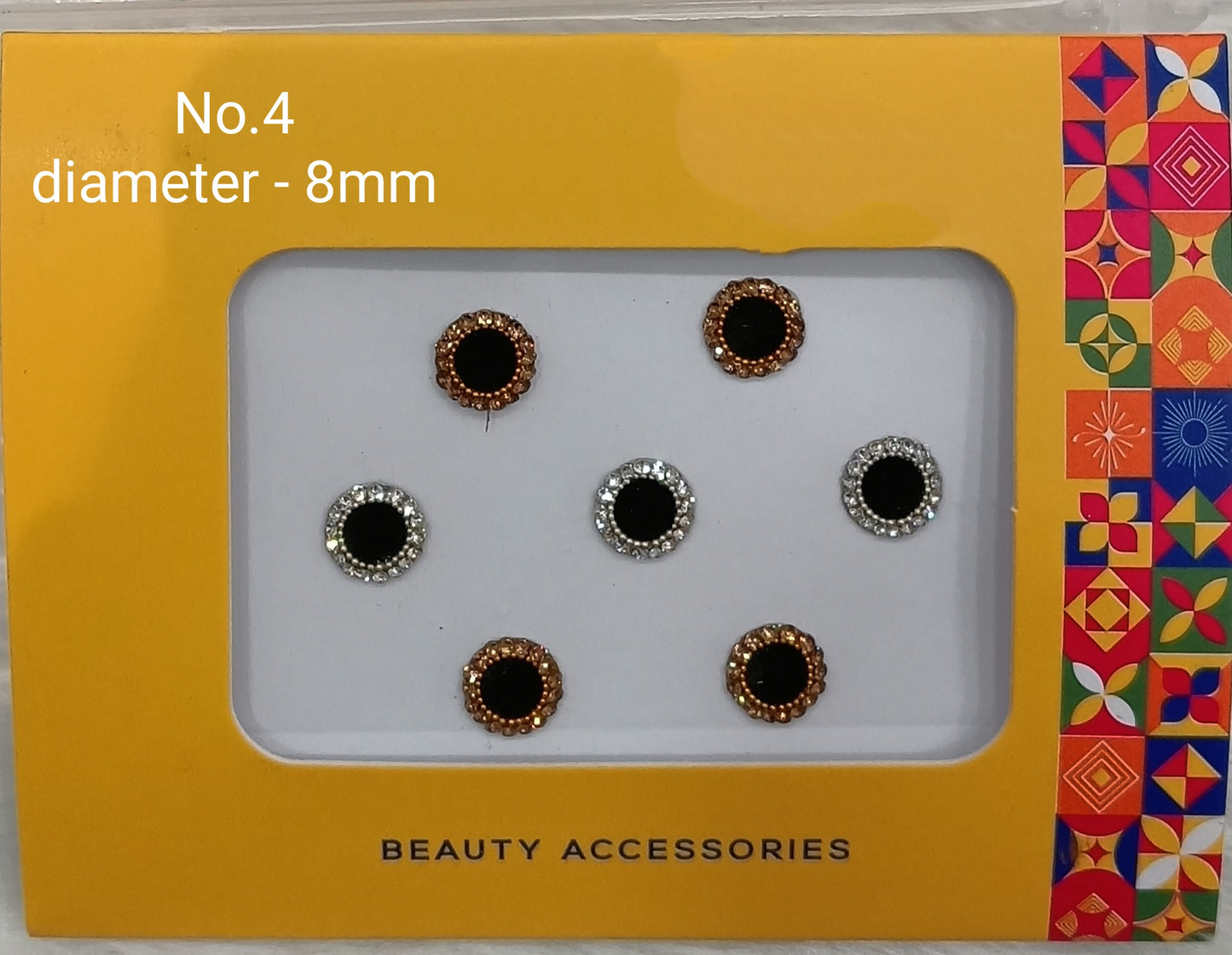 Indian Round Bindis Tattoo Sticker Silver Gold Bollywood Card