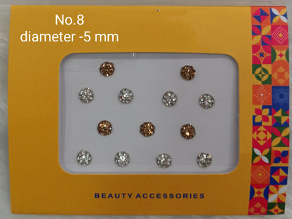 Indian Round Bindis Tattoo Sticker Silver Gold Bollywood Card