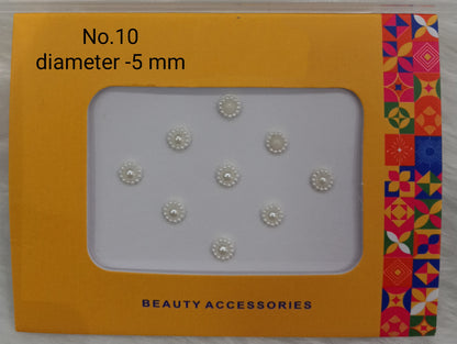 Indian Round Bindis Tattoo Sticker White Bollywood Card