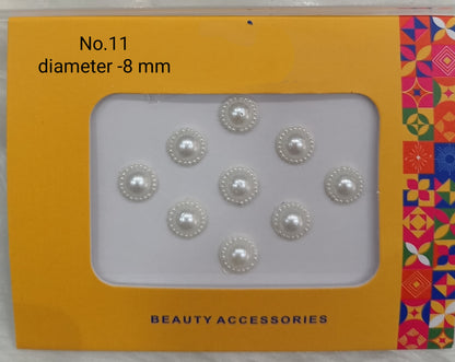 Indian Round Bindis Tattoo Sticker White Bollywood Card