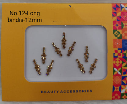 Indian Long Bindis Tattoo Sticker Silver White Bollywood Card