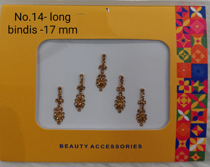 Indian Long Bindis Tattoo Sticker Silver White Bollywood Card