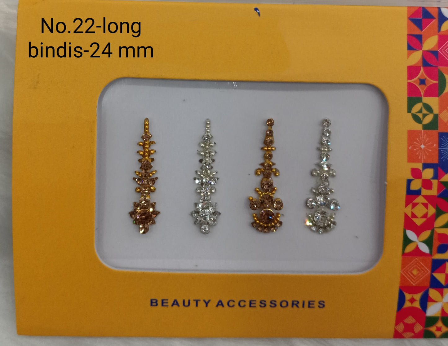 Indian Long Bindis Tattoo Sticker Silver White Bollywood Card