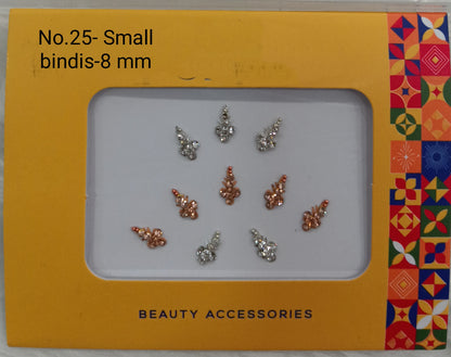 Indian Small Bindis Tattoo Sticker Silver White Bollywood Card