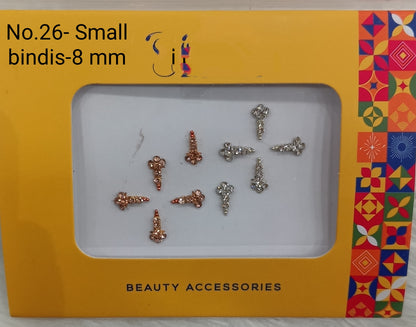 Indian Small Bindis Tattoo Sticker Silver White Bollywood Card