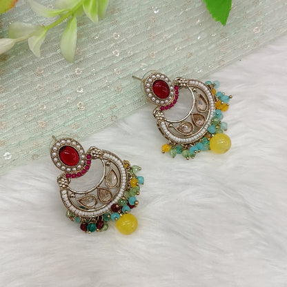 Multi Color Antique Gold Bollywood Raina Indian Earrings
