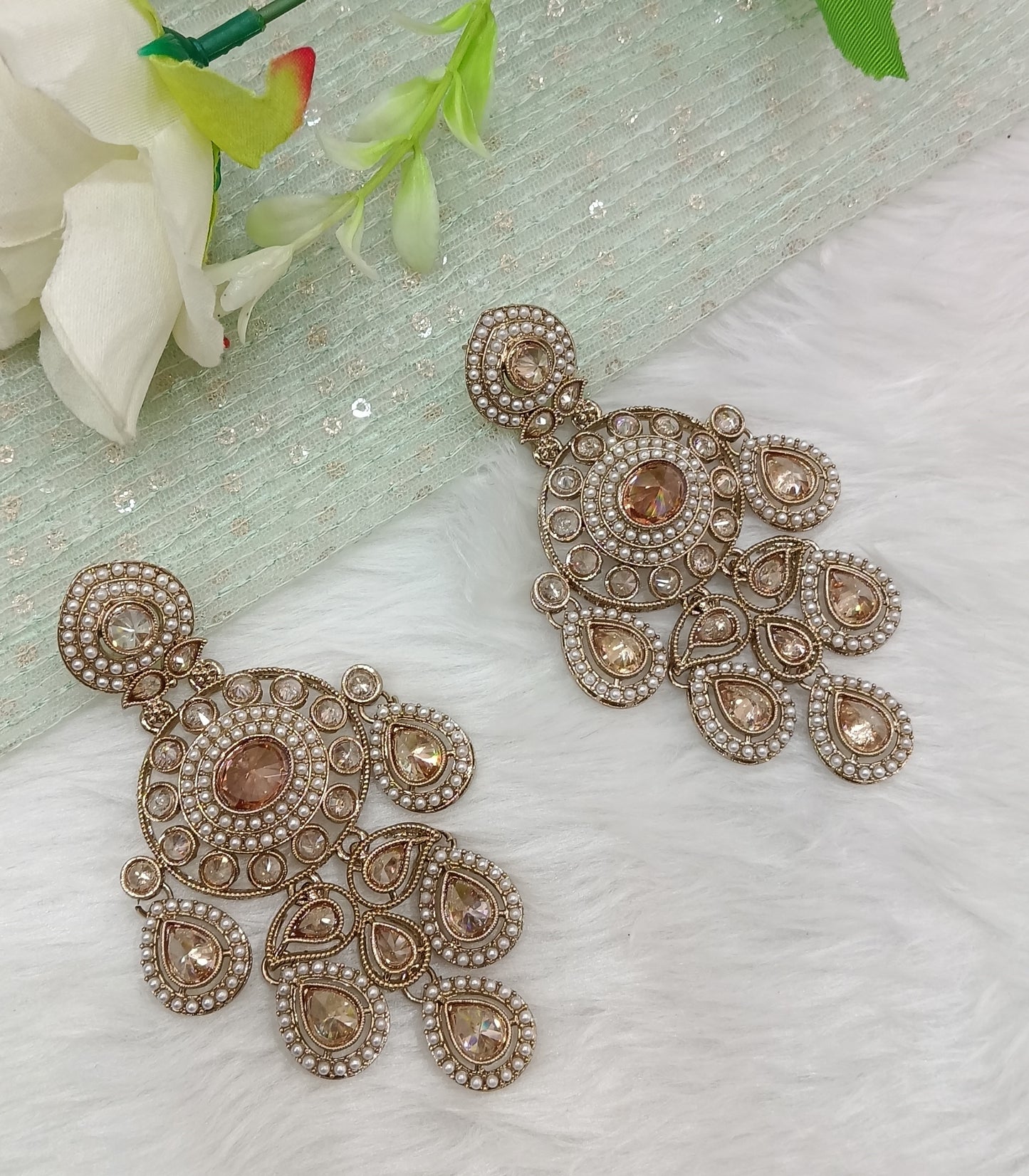 Antique Gold Bollywood Suresh Indian Earrings