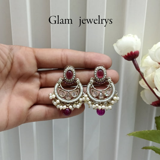 Purple Antique Gold Bollywood Raina Indian Earrings