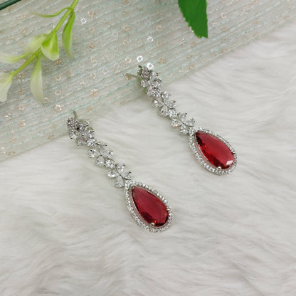 Ruby Cz American Diamond Earrings Anushka Indian Jewellery
