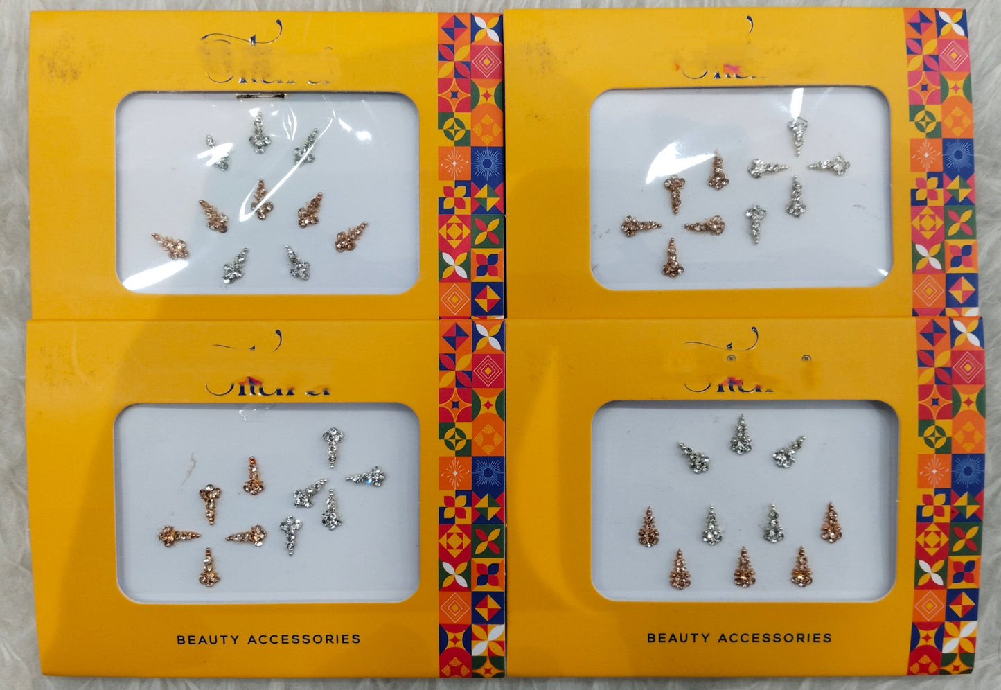 Indian Small Bindis Tattoo Sticker Silver White Bollywood Card