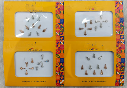 Indian Small Bindis Tattoo Sticker Silver White Bollywood Card