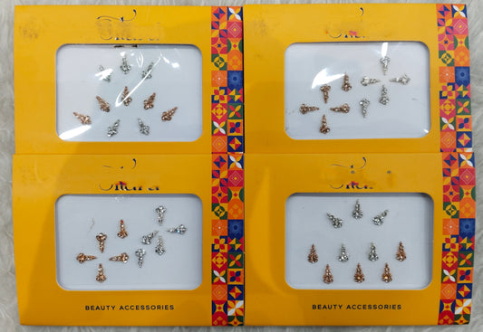 Indian Small Bindis Tattoo Sticker Silver White Bollywood Card