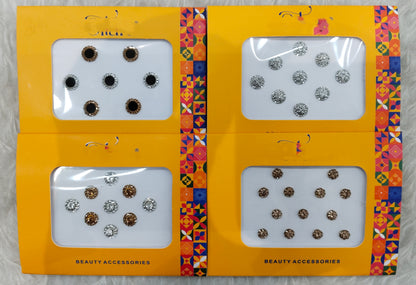 Indian Round Bindis Tattoo Sticker Silver Gold Bollywood Card