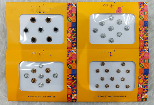 Indian Round Bindis Tattoo Sticker Silver Gold Bollywood Card