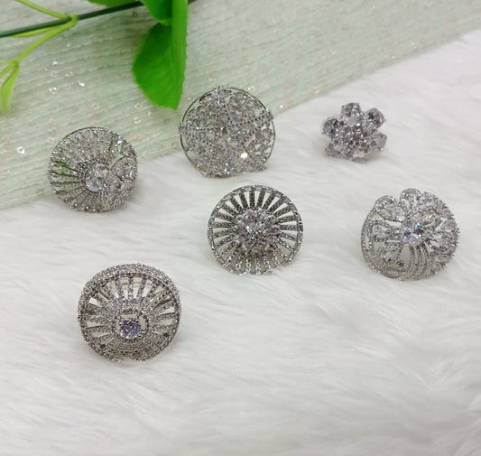 CZ American Diamond Adjustable Indian Finger Rings