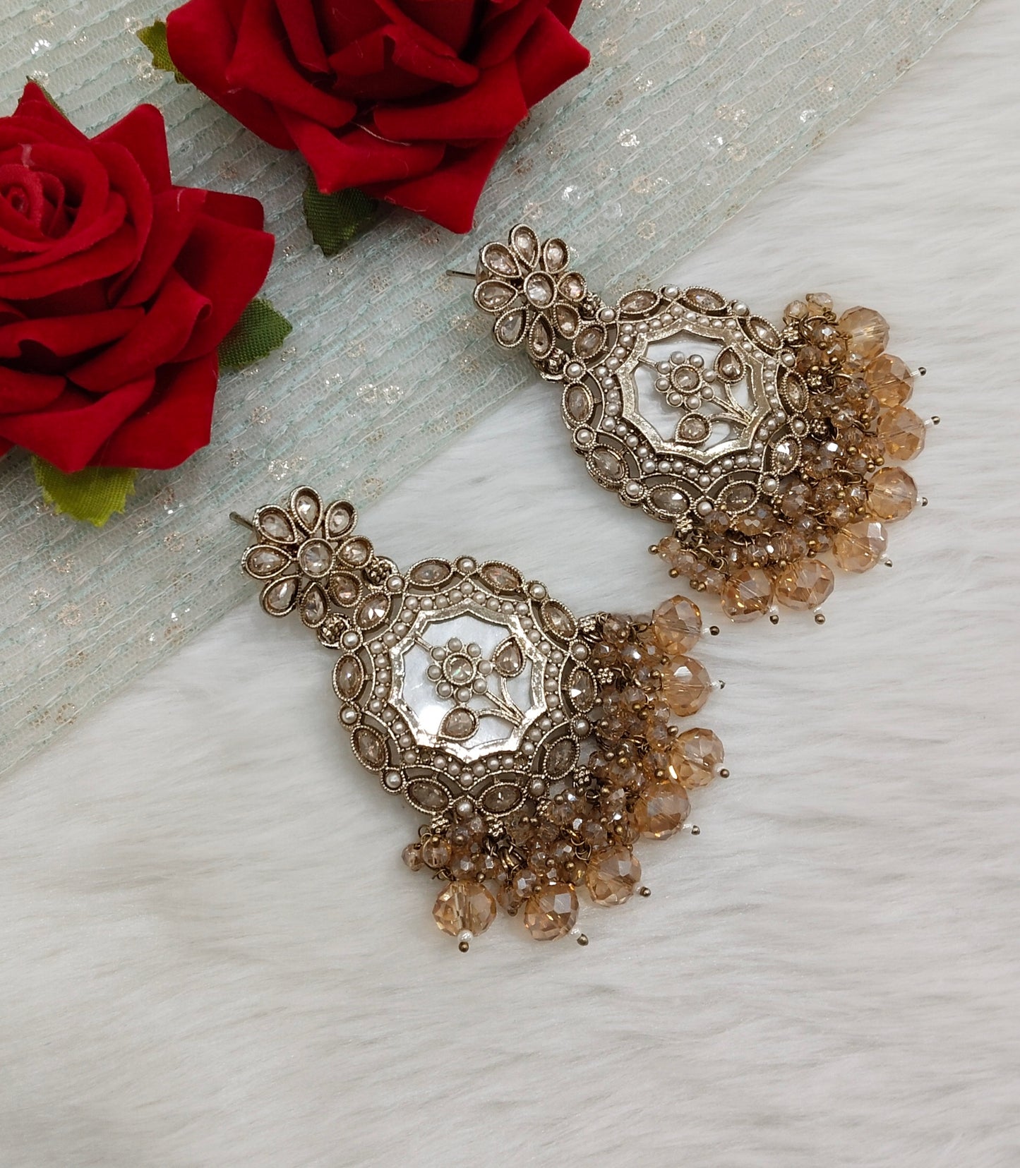 Antique Gold Bollywood Gaikwad Indian Earrings