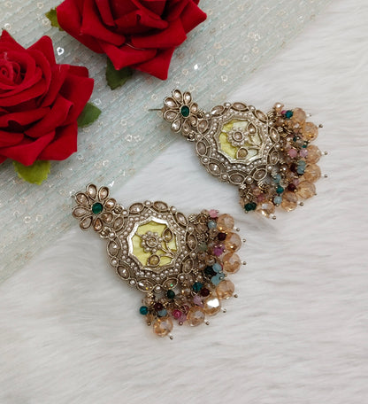 Multi Color Antique Gold Bollywood Gaikwad Indian Earrings