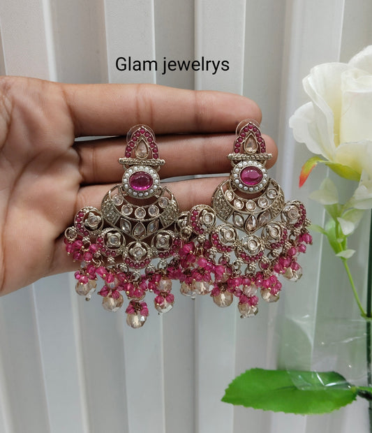 Purple Antique Gold Bollywood Ruturaj Indian Earrings