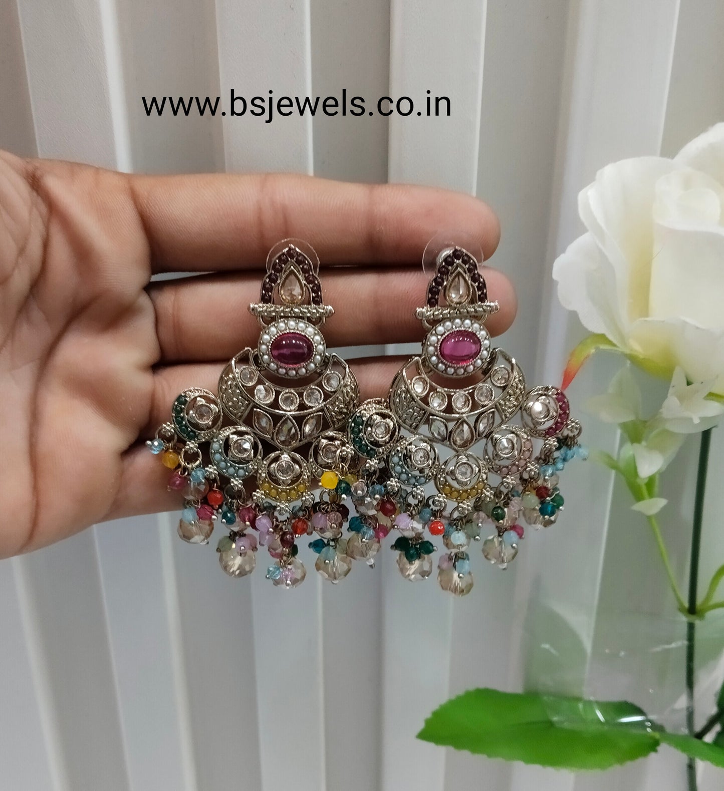 Multi Color Antique Gold Bollywood Ruturaj Indian Earrings