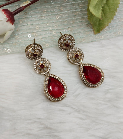 Maroon Antique Gold Bollywood Salt Indian Earrings
