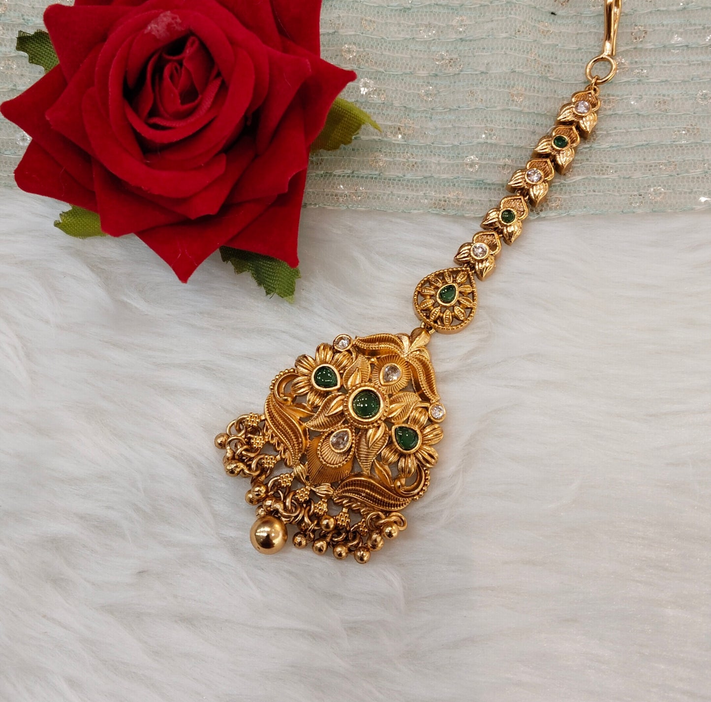 Gold polki Tikka Jewellery Indian Headpiece Jewellery