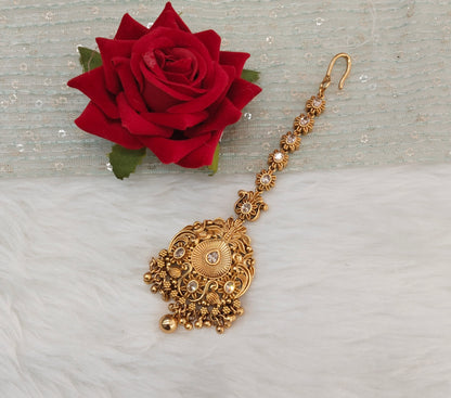 Gold polki Tikka Jewellery Indian Headpiece Jewellery